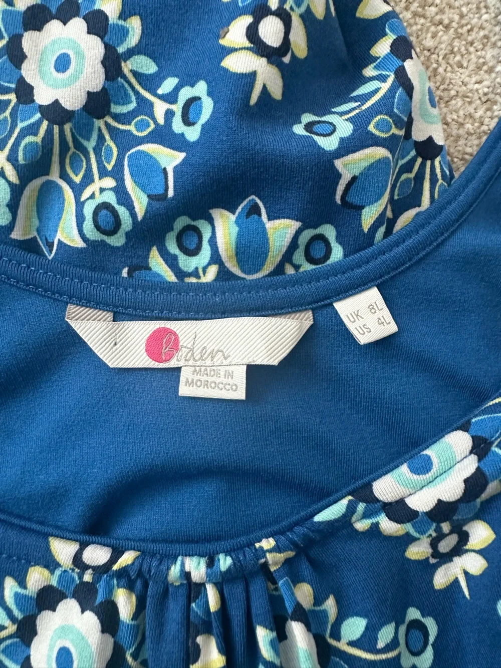 Boden Diana Jersey Maxi Dress Blue Floral Size 4 Long